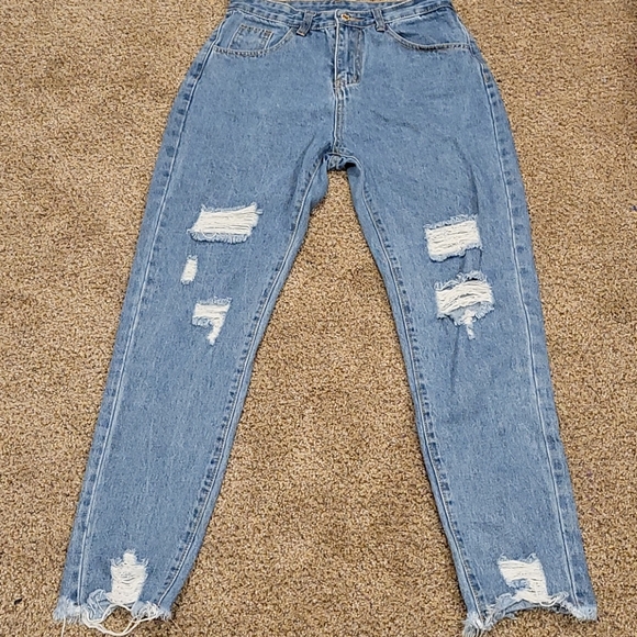 High waisted ripped slant pocket mom jeans - Picture 2 of 2